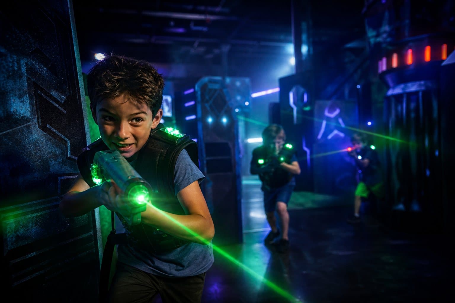 Kids getting active with laser tag at Laserdome Homeschool Workout