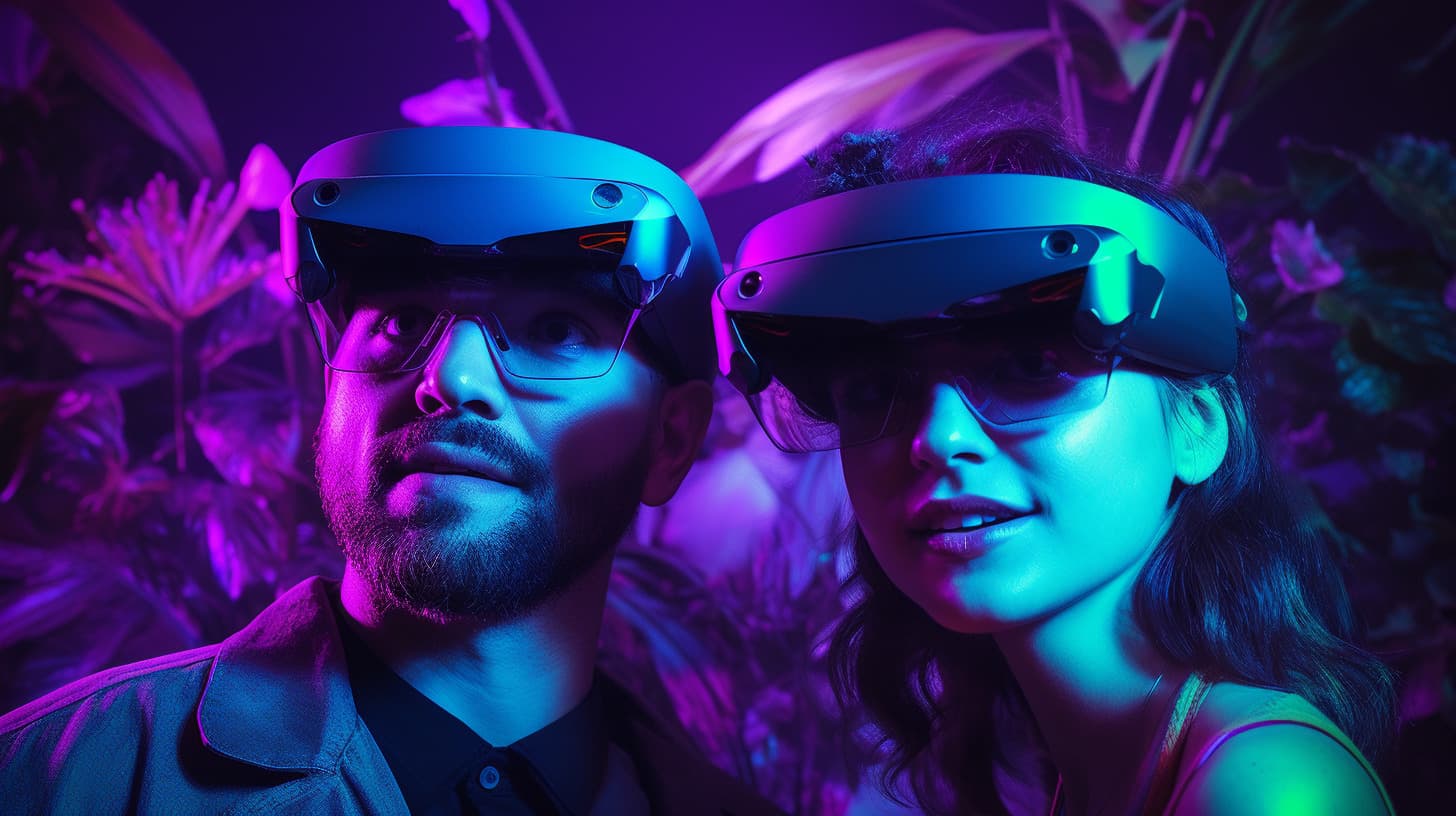 Guests sharing a Verse Immersive holographic theater session